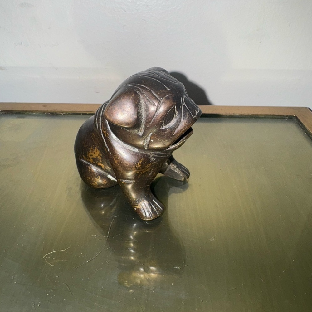 Vintage Bronze Bull Dog Figurine 3.5”